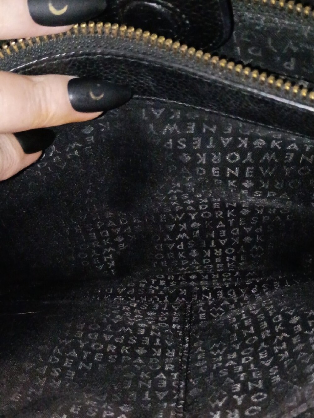kate spade Black Pebbled Leather Tote with Cream Trim - Picture 6 of 9